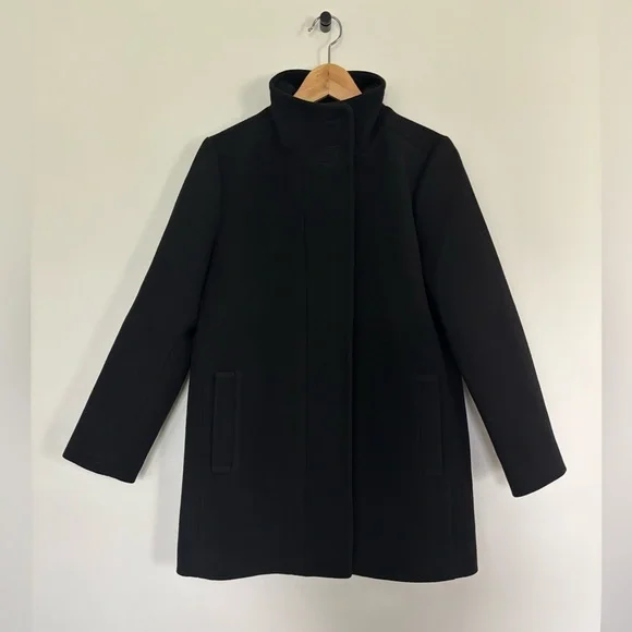 NWT J. Crew Black Wool Peacoat City Coat with Button Neck mock neck - Picture 7 of 13